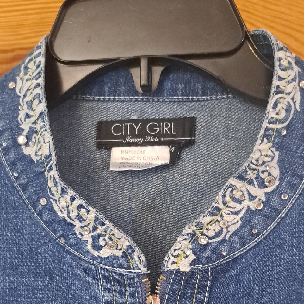 Hand Painted Denim Jacket with Embroidered Design - Picture 8 of 12
